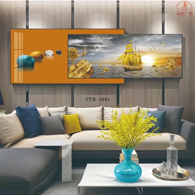 Superimposed abstract living room background wall decorative painting, light luxury modern sofa hanging painting, personalized horizontal hall wall painting undefined