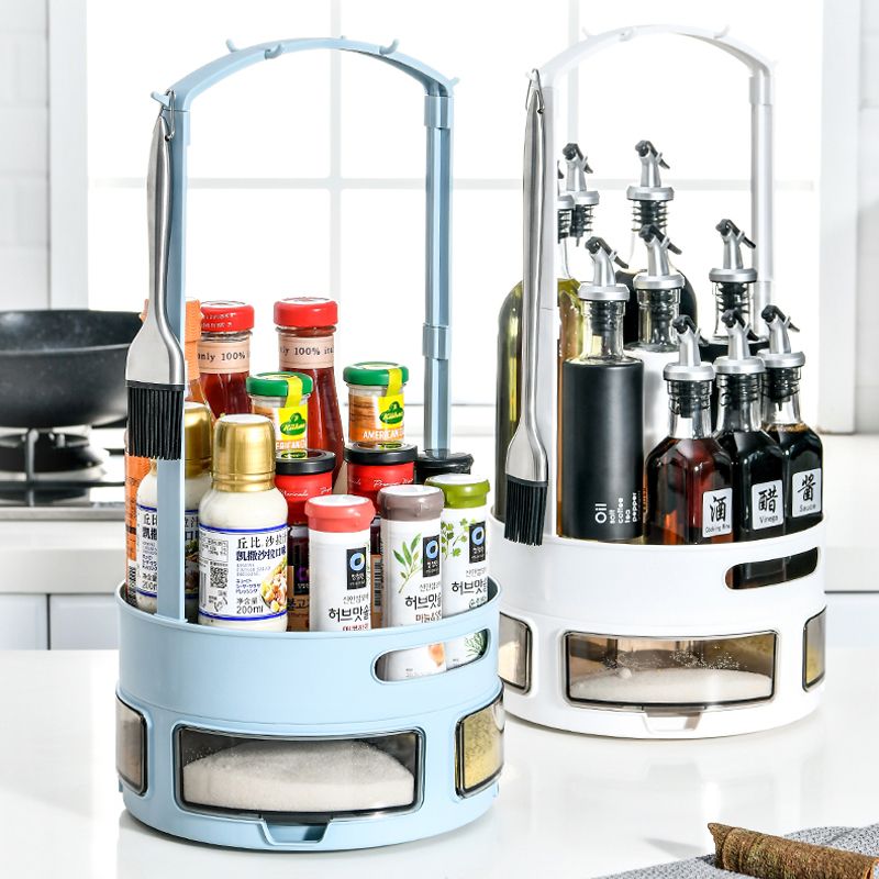 Sorting box, storage rack, rotating storage box, kitchen anti-slip rotating storage tray, household condiment jars and bottles wholesale 77X60D202 details Picture