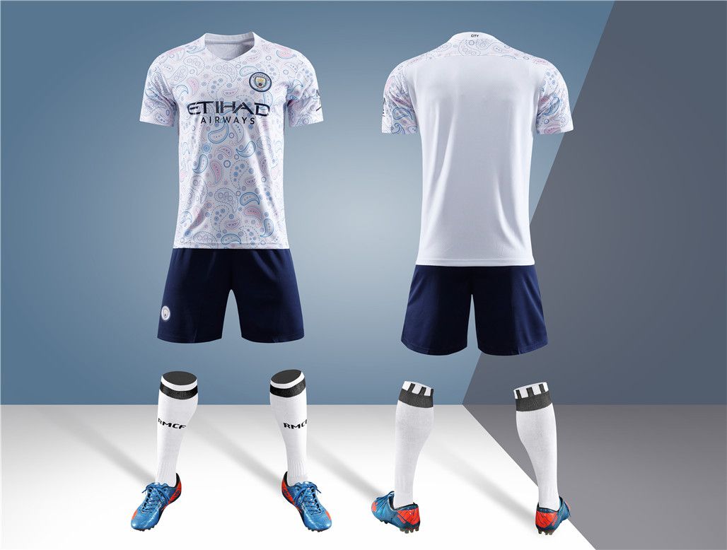 2020/21英超曼城二客蓝色球衣德布劳内17号短袖足球服套装男成人儿童队服定制