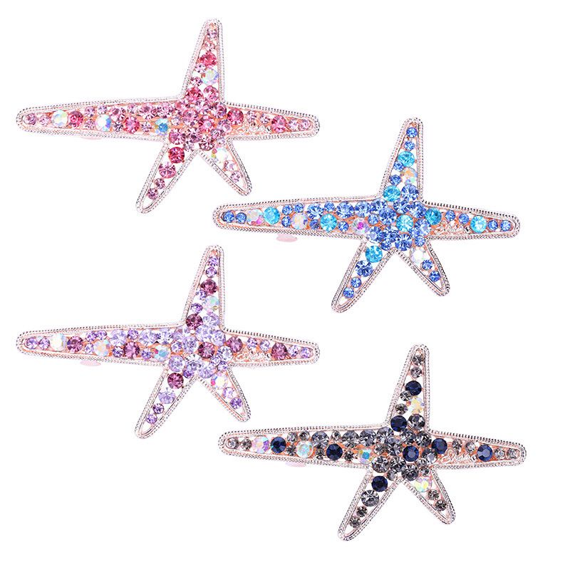 2020 new Korean super fairy girl alloy hair accessories starfish edge with fringe duck beak with rhinestone metal hair clip full figure