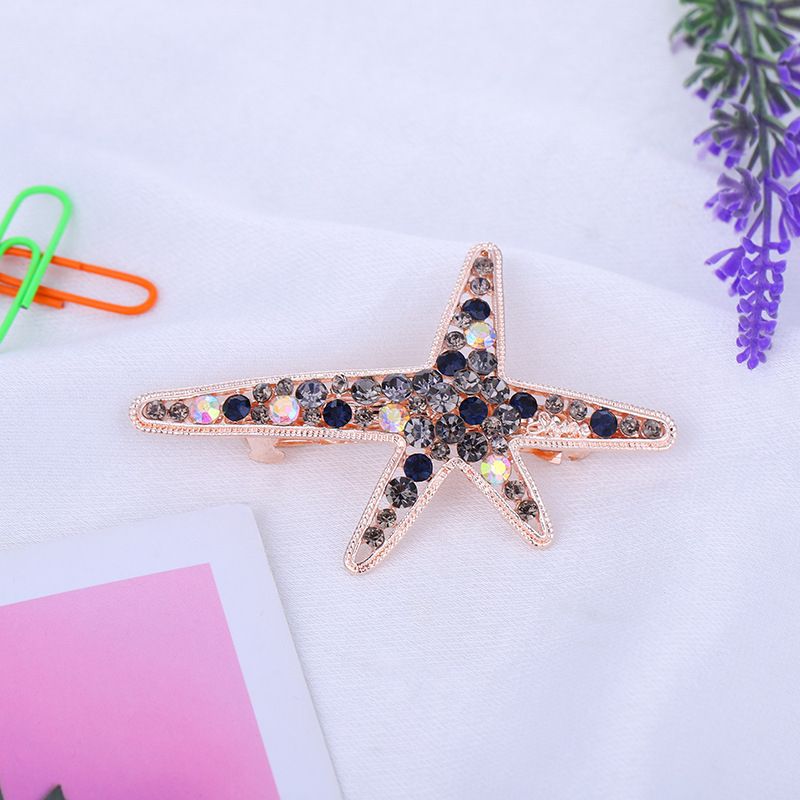 2020 new Korean super fairy girl alloy hair accessories starfish edge with fringe duck beak with rhinestone metal hair clip Item Picture
