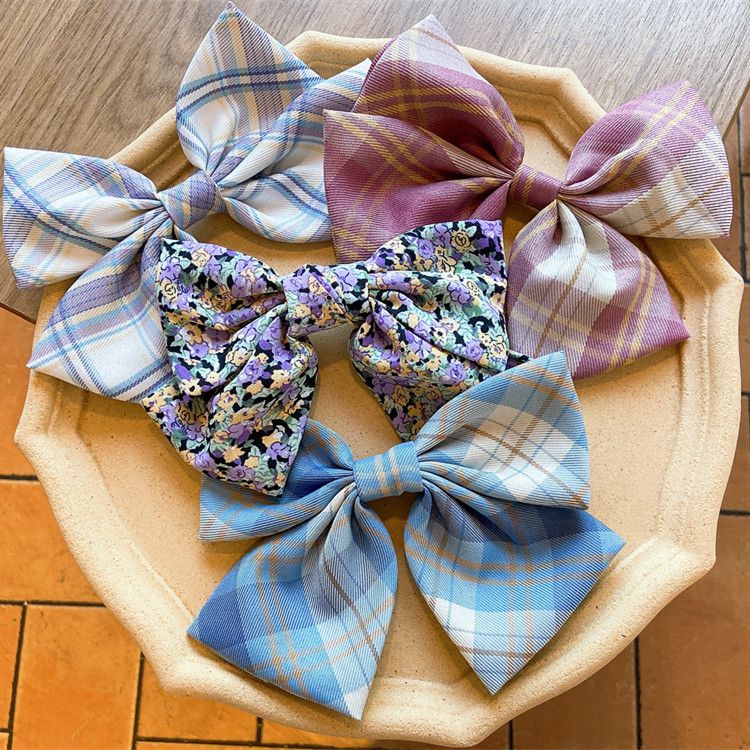 Star with the autumn and winter plaid big bow hair accessories Korea net red hair clip Don Juan clip parent-child hair accessories full figure