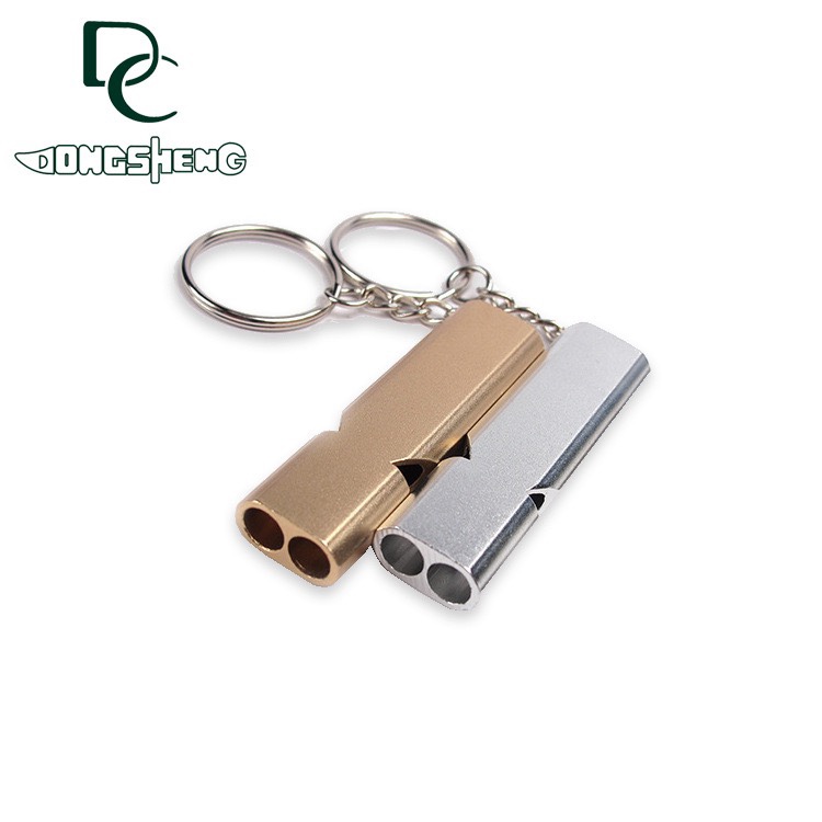 户外求生口哨 高音高频铝合金救生哨子 紧急自救双孔高频详情3