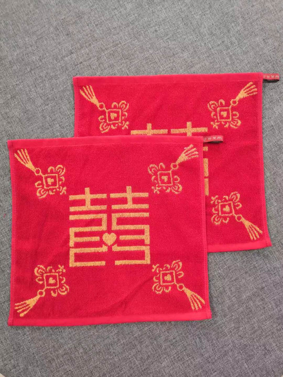 A festive red square scarf