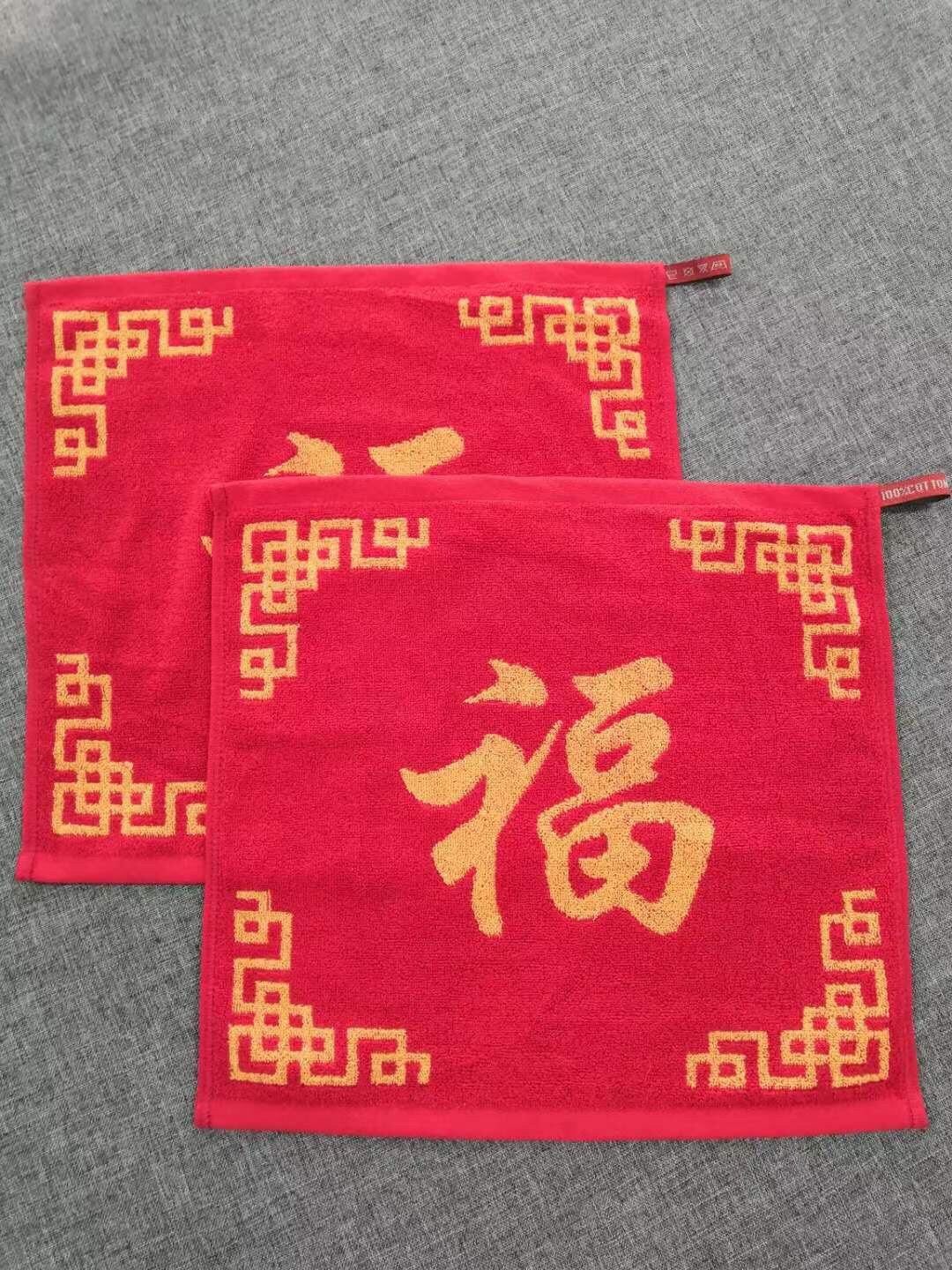 A festive red square scarf detail image 4