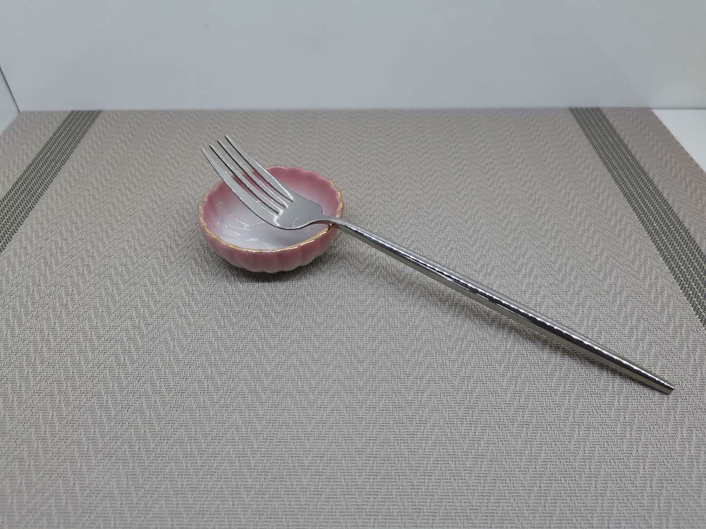 银色不锈钢拉丝叉勺 咖啡店下午茶甜品叉子 圆手柄西餐勺子详情图8