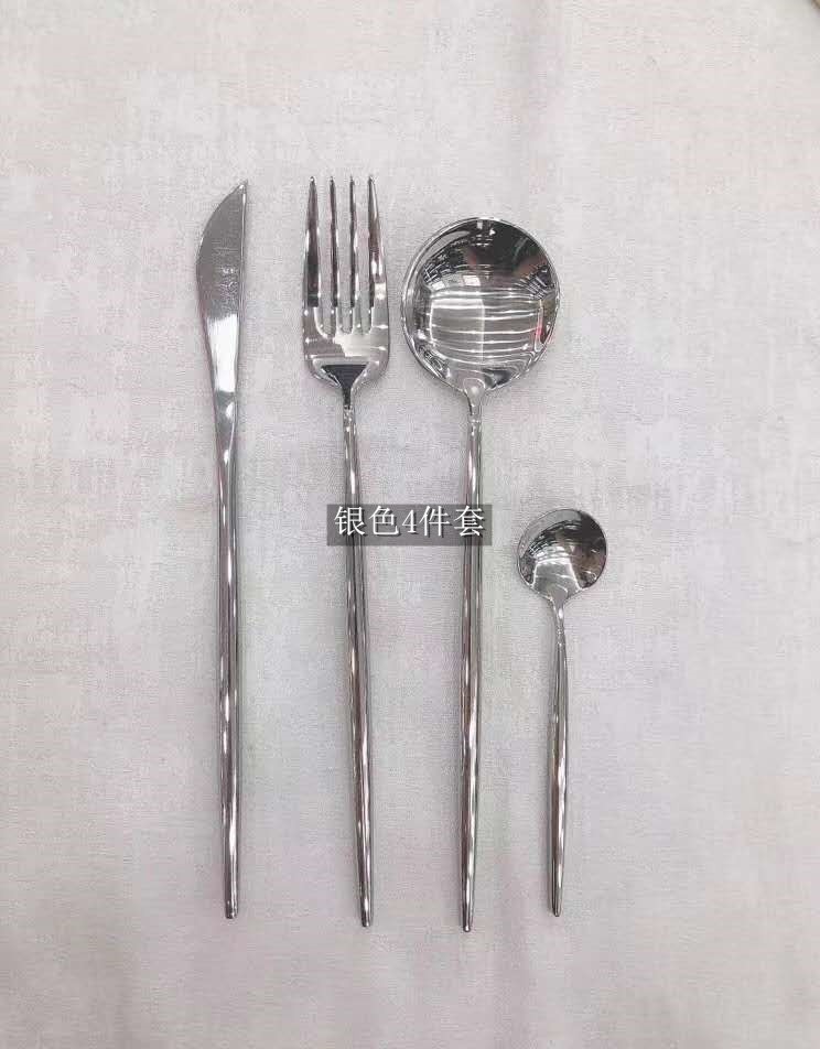 欧式304不锈钢刀叉勺三件套创意西餐牛排刀叉餐具加厚款详情图2