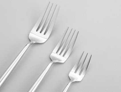 银色不锈钢拉丝叉勺 咖啡店下午茶甜品叉子 圆手柄西餐勺子详情图2