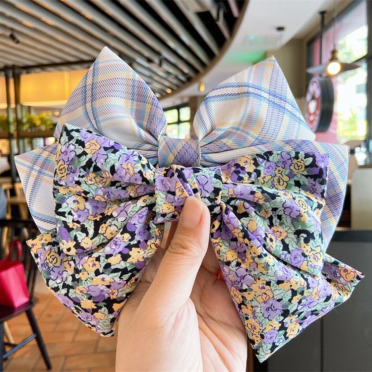 Star with the autumn and winter plaid big bow hair accessories Korea net red hair clip Don Juan clip parent-child hair accessories Item Picture