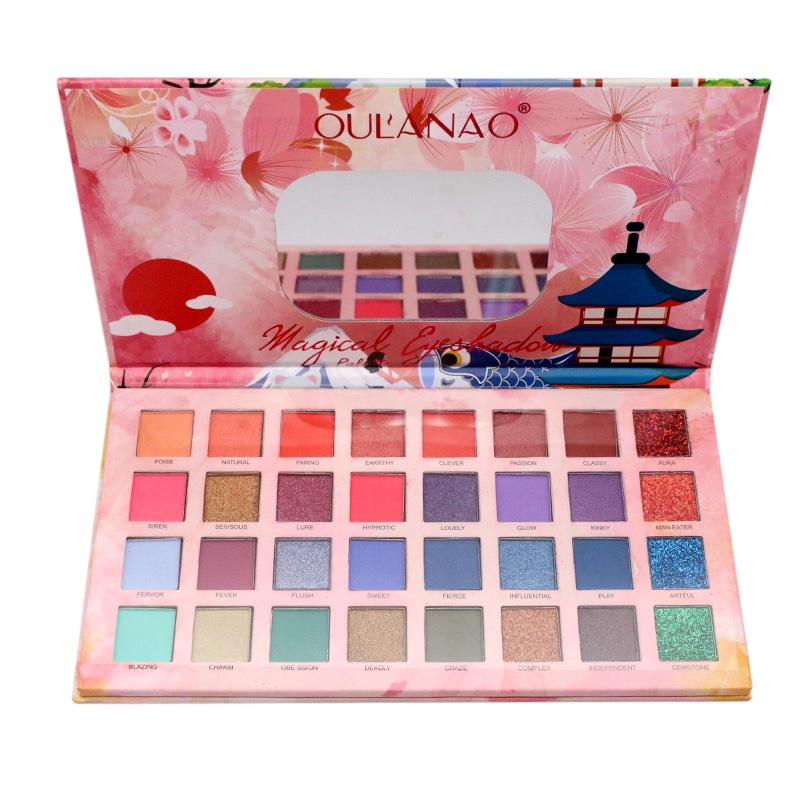 OULANAO眼影珠光哑光亮片金葱粉眼影盘彩妆批发产品图
