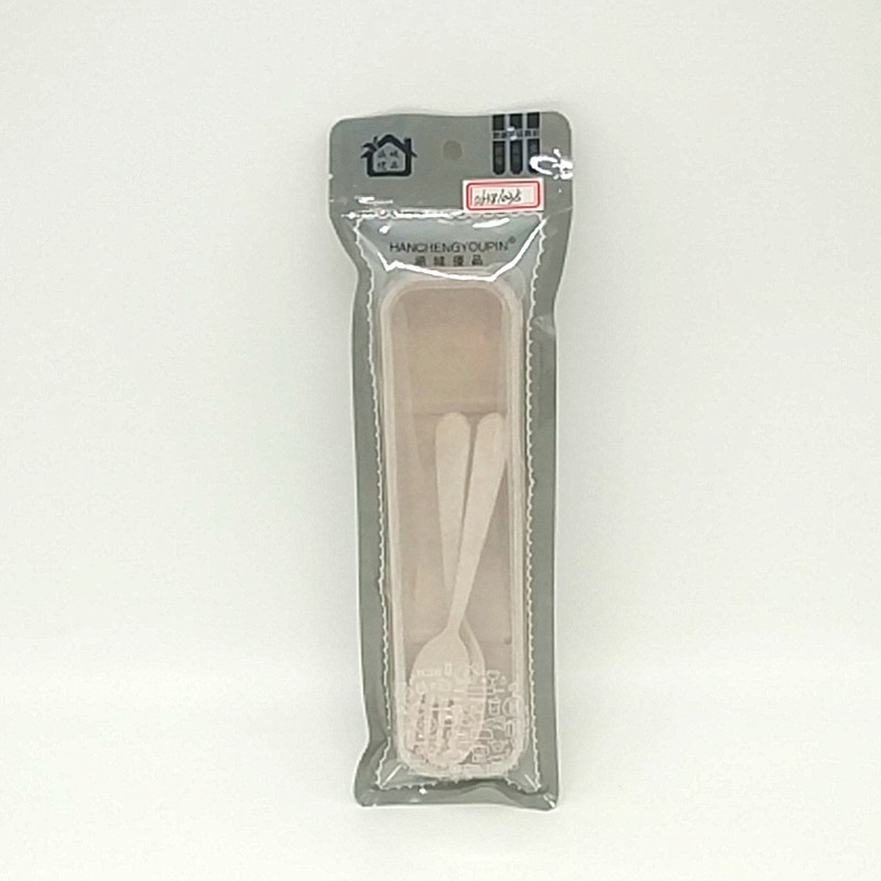 Boxed wheat two-piece tableware set, portable two-piece tableware set, spoon and fork box set