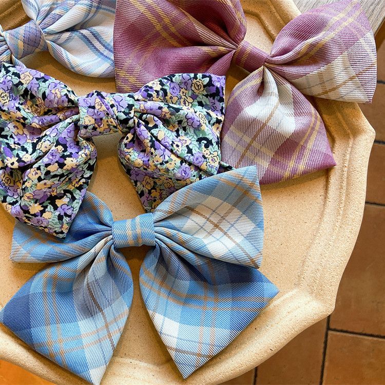 Star with the autumn and winter plaid big bow hair accessories Korea net red hair clip Don Juan clip parent-child hair accessories Application Scenario