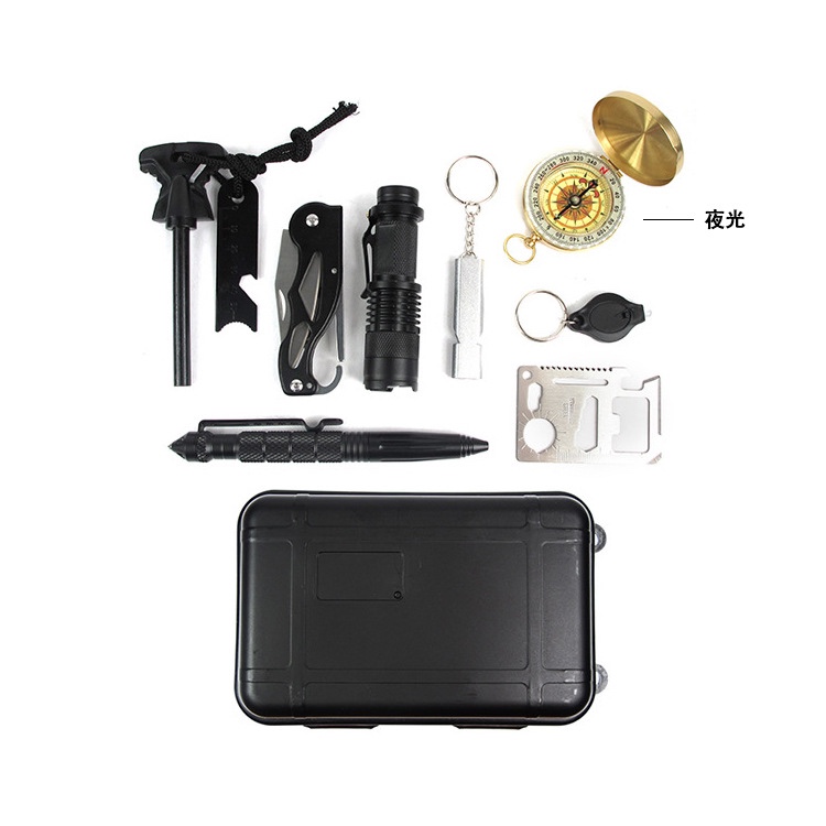 户外装备求生宝盒生存工具套装 多功能野外急救盒SOS应急用品夜光详情图3