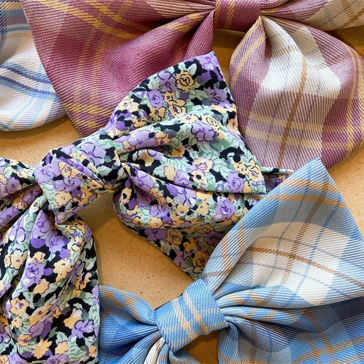 Star with the autumn and winter plaid big bow hair accessories Korea net red hair clip Don Juan clip parent-child hair accessories details Picture