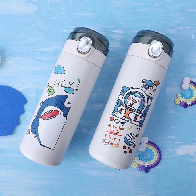 新品豌豆透明盖保温杯，3D浮雕图，小吃货&动物心情系列～～白底实物图