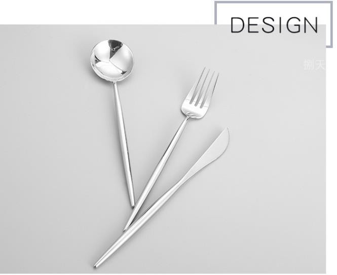 银色不锈钢拉丝叉勺 咖啡店下午茶甜品叉子 圆手柄西餐勺子详情图5