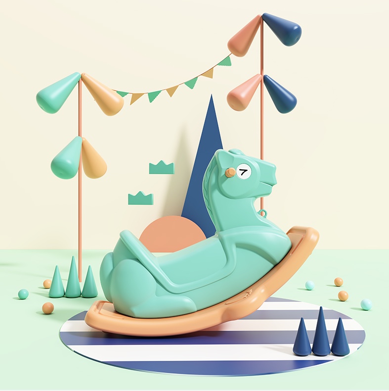 Children's multi-functional colorful rocking horse details Picture