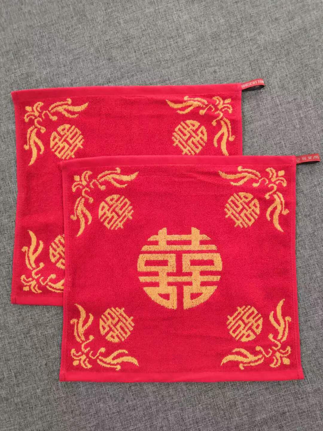 A festive red square scarf detail image 2