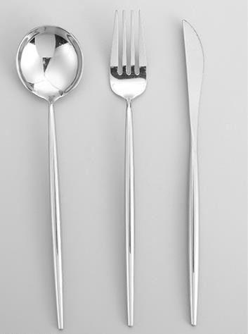 银色不锈钢拉丝叉勺 咖啡店下午茶甜品叉子 圆手柄西餐勺子详情图6