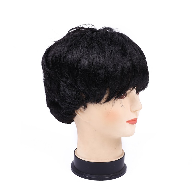 Factory direct sales of black men's short wigs, disposable export wigs pic 2