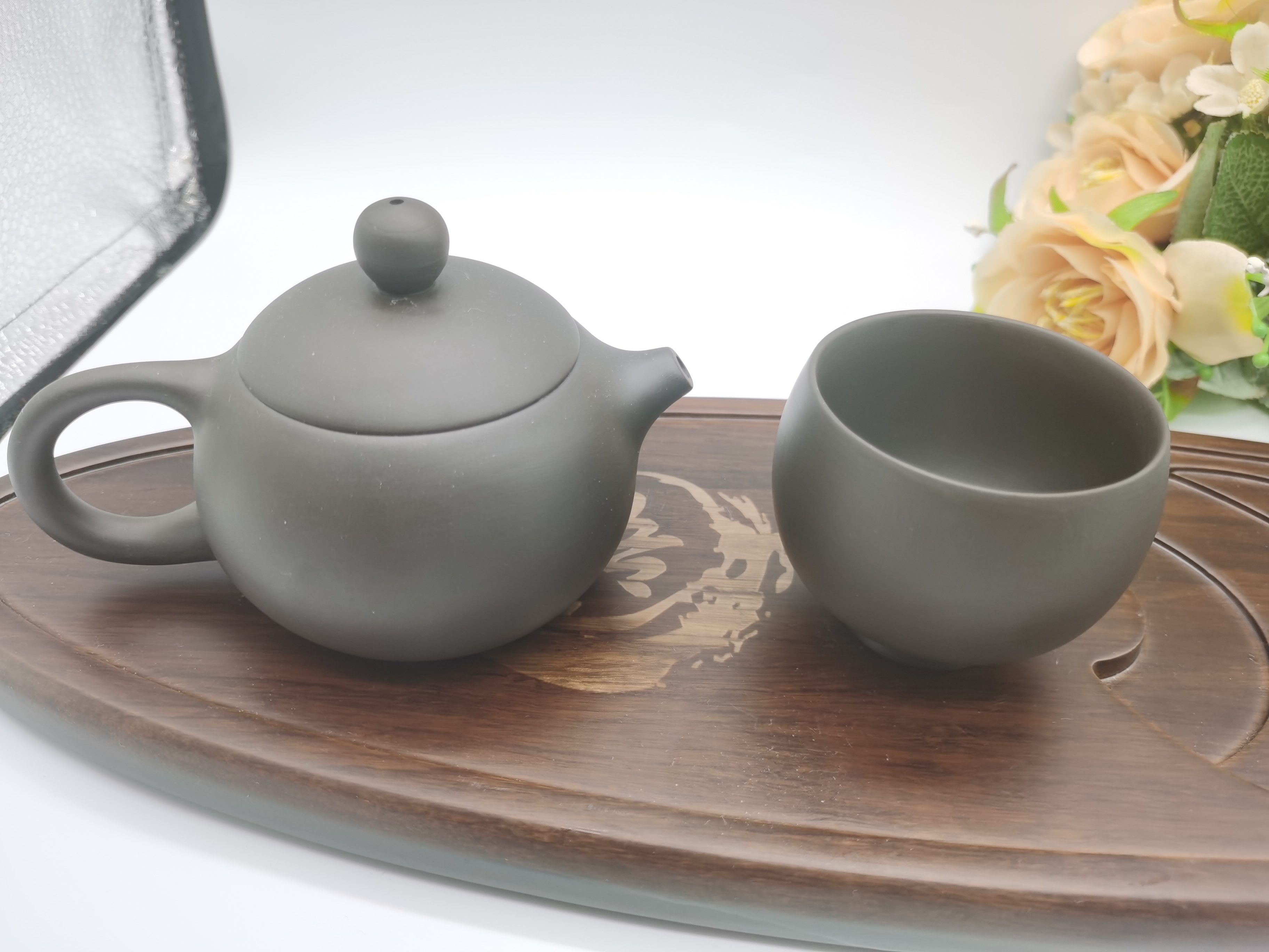 Zisha travel Kung Fu tea set, portable outdoor travel car tea pot, Quick Guest cup, one pot, four cups 032 detail image 8