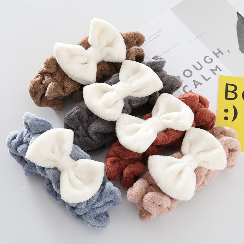 Original net celebrity large face wash headband Big bow girl headband coral velvet autumn/winter headband non-slip hair accessories full figure