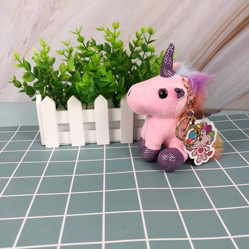 创意新款天使翅膀独角兽公仔钥匙挂扣毛绒玩具书包挂件儿童礼物详情图6