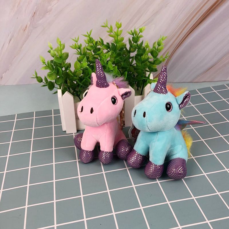 创意新款天使翅膀独角兽公仔钥匙挂扣毛绒玩具书包挂件儿童礼物细节图