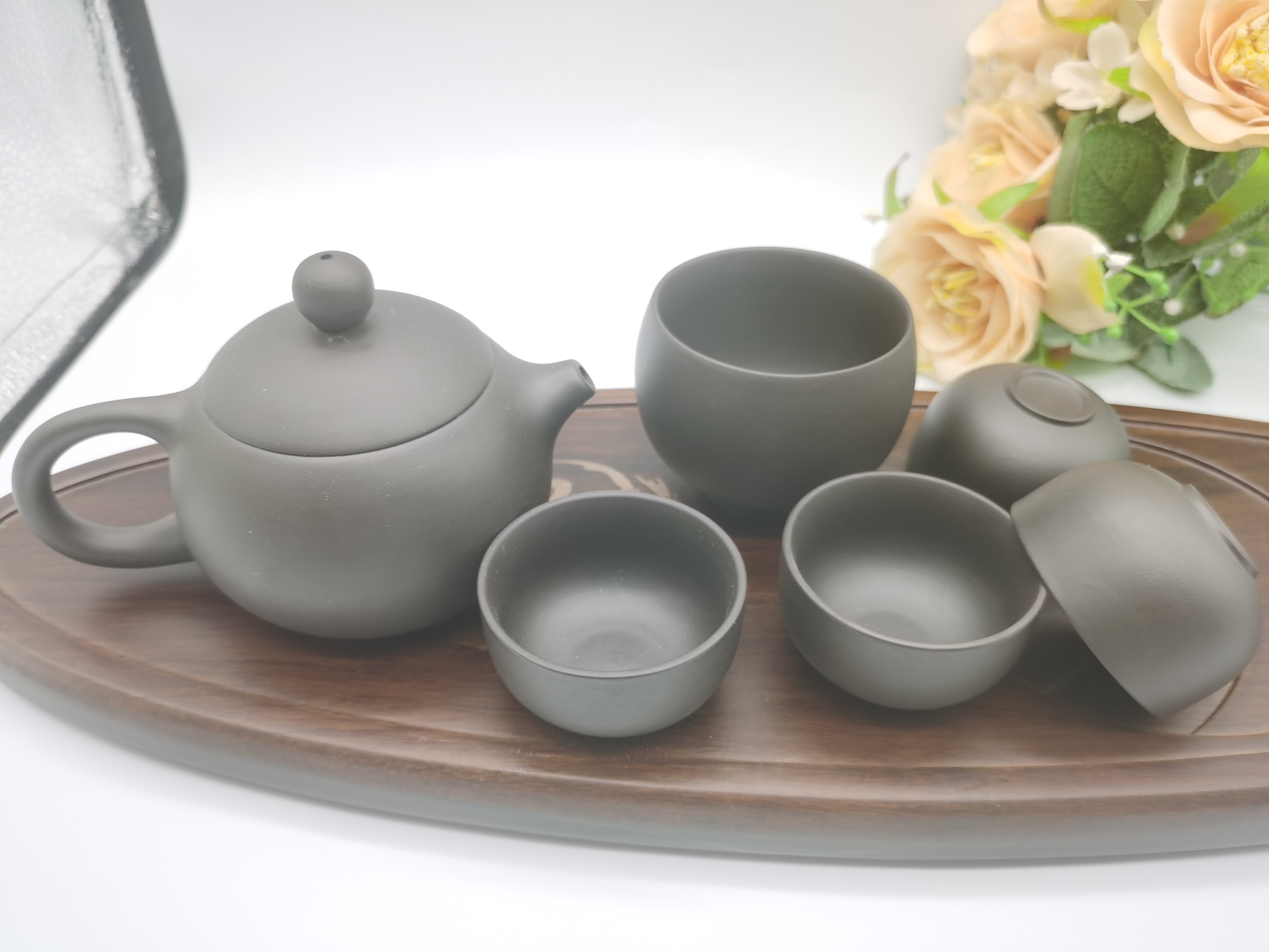 Zisha travel Kung Fu tea set, portable outdoor travel car tea pot, Quick Guest cup, one pot, four cups 032 detail image 5