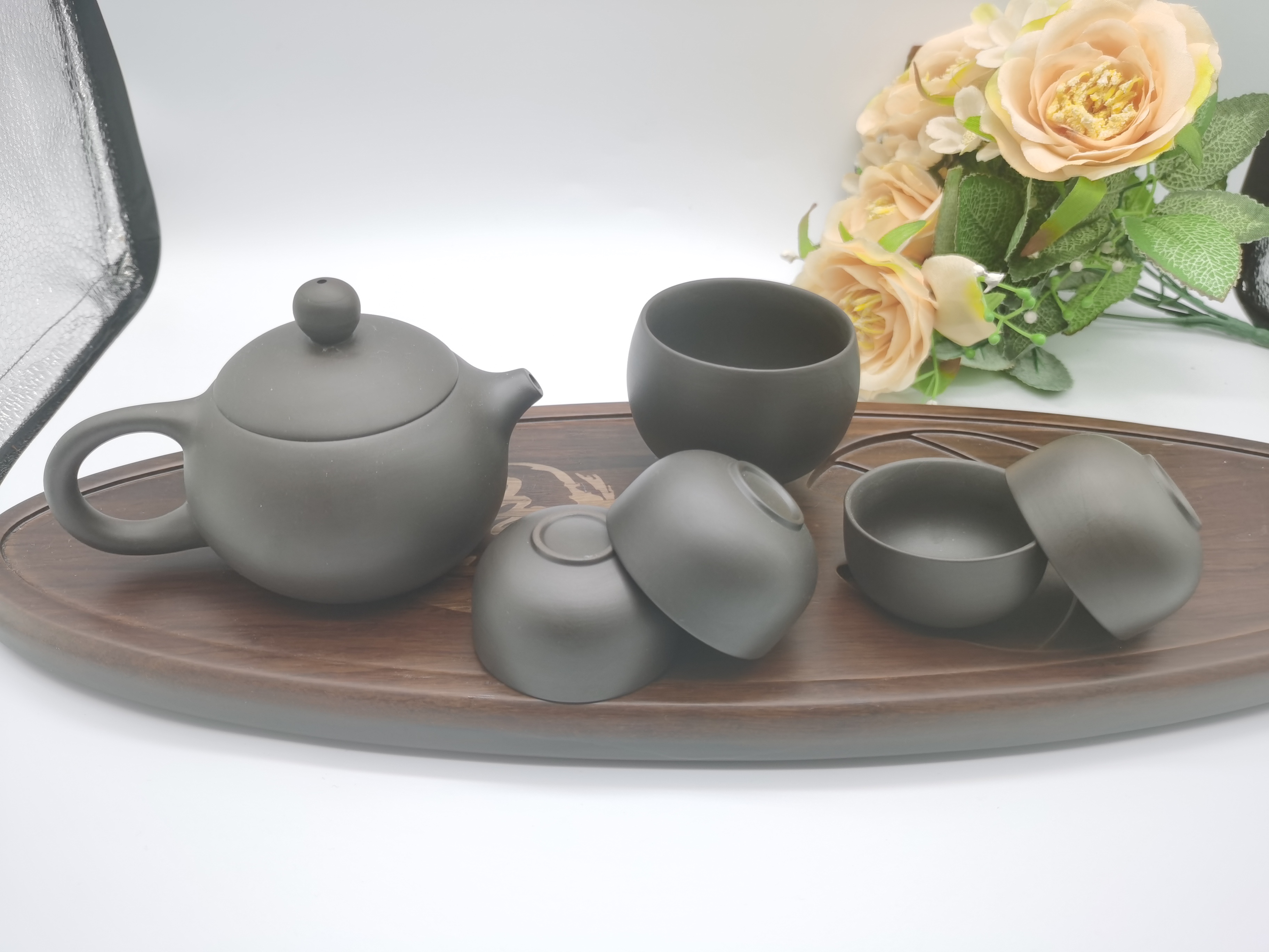 Zisha travel Kung Fu tea set, portable outdoor travel car tea pot, Quick Guest cup, one pot, four cups 032 detail image 6