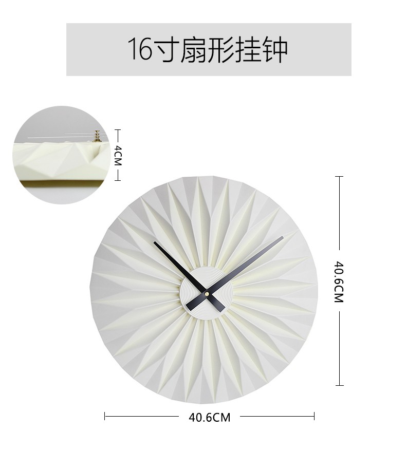 Modern, simple and creative European-style fan-shaped wall clock, home decoration, living room art, wall clock and timepiece detail image 1