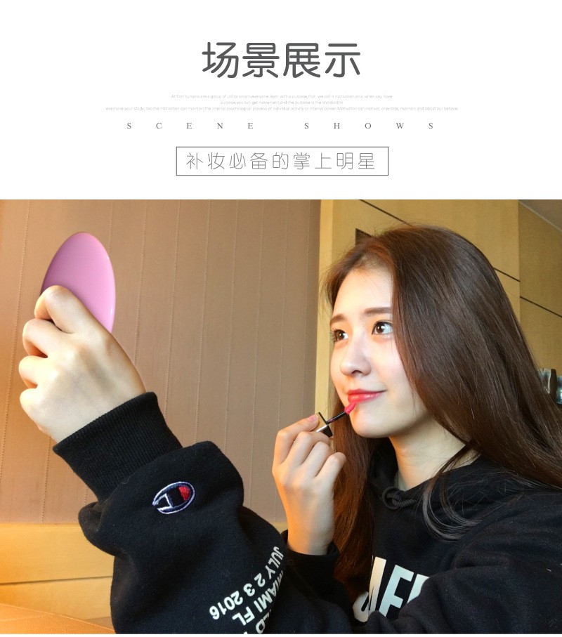 Round USB charging mini portable LED makeup mirror light, touch-up light, birthday gift detail image 11
