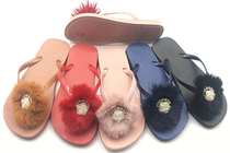 The new butterfly fur women's slippers flip-flops fashion non-slip