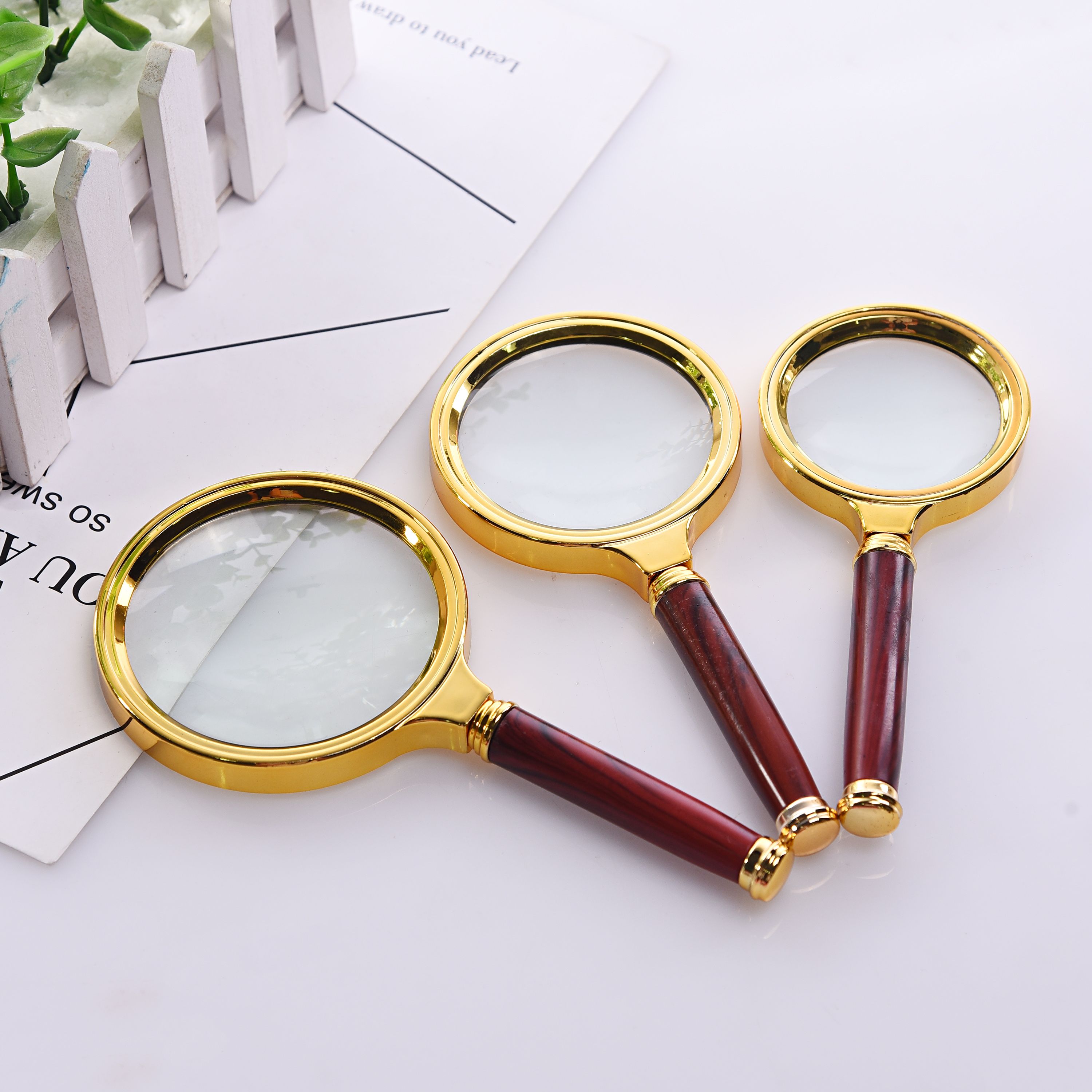 半金属架玻璃镜片手持式放大镜老年人放大镜