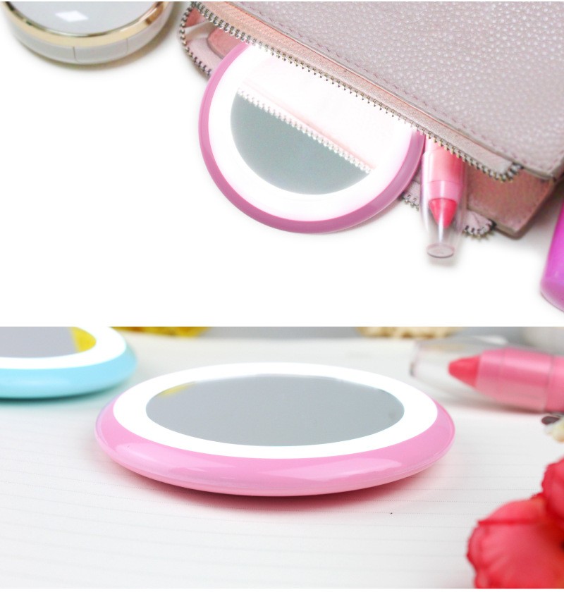 Round USB charging mini portable LED makeup mirror light, touch-up light, birthday gift detail image 4