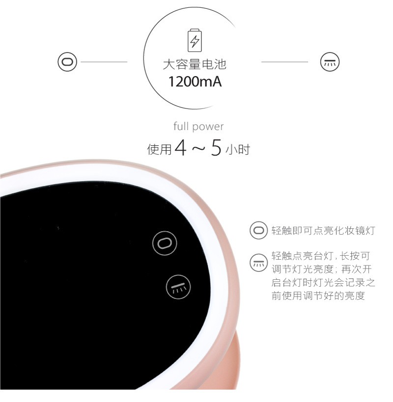 New large-sized, live-streaming LED makeup mirror table light, rechargeable bedroom bedside lamp, creative storage and multi-functional detail image 14
