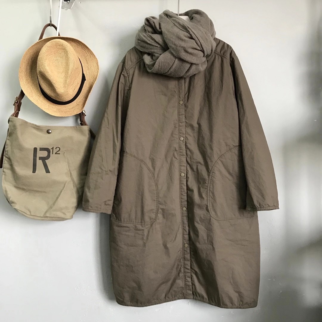 Medium Long Round Neck Casual Cotton-Padded Jacket details Picture