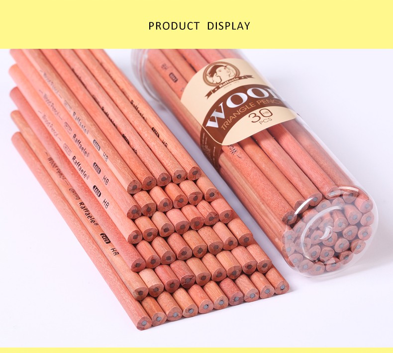 拉菲尔Raffaele原木2B铅笔HB素描绘画小学生幼儿画画笔考试环保笔30支一桶    需到店自提详情8