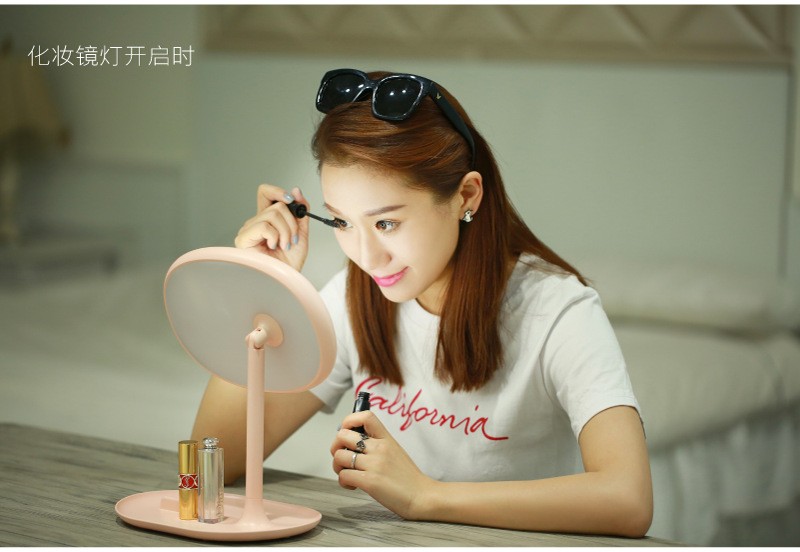 New large-sized, live-streaming LED makeup mirror table light, rechargeable bedroom bedside lamp, creative storage and multi-functional detail image 4