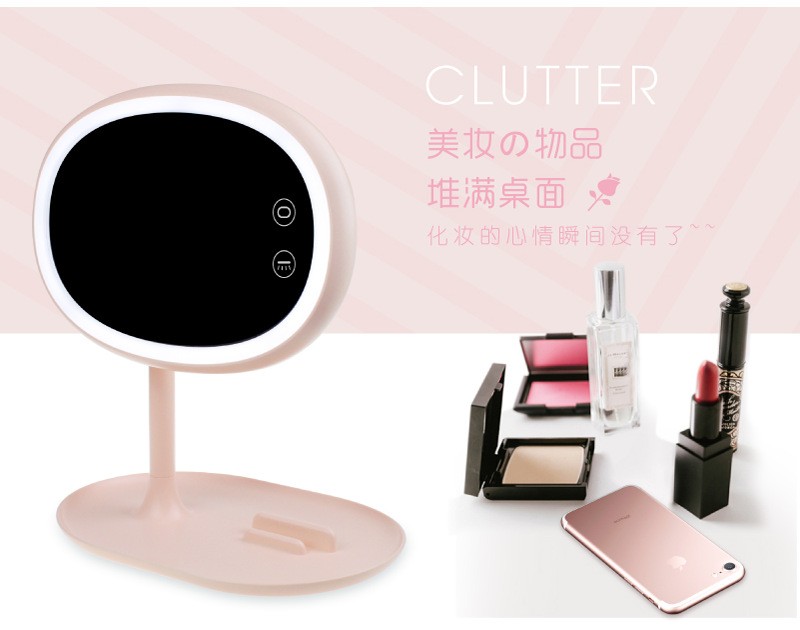 New large-sized, live-streaming LED makeup mirror table light, rechargeable bedroom bedside lamp, creative storage and multi-functional detail image 8