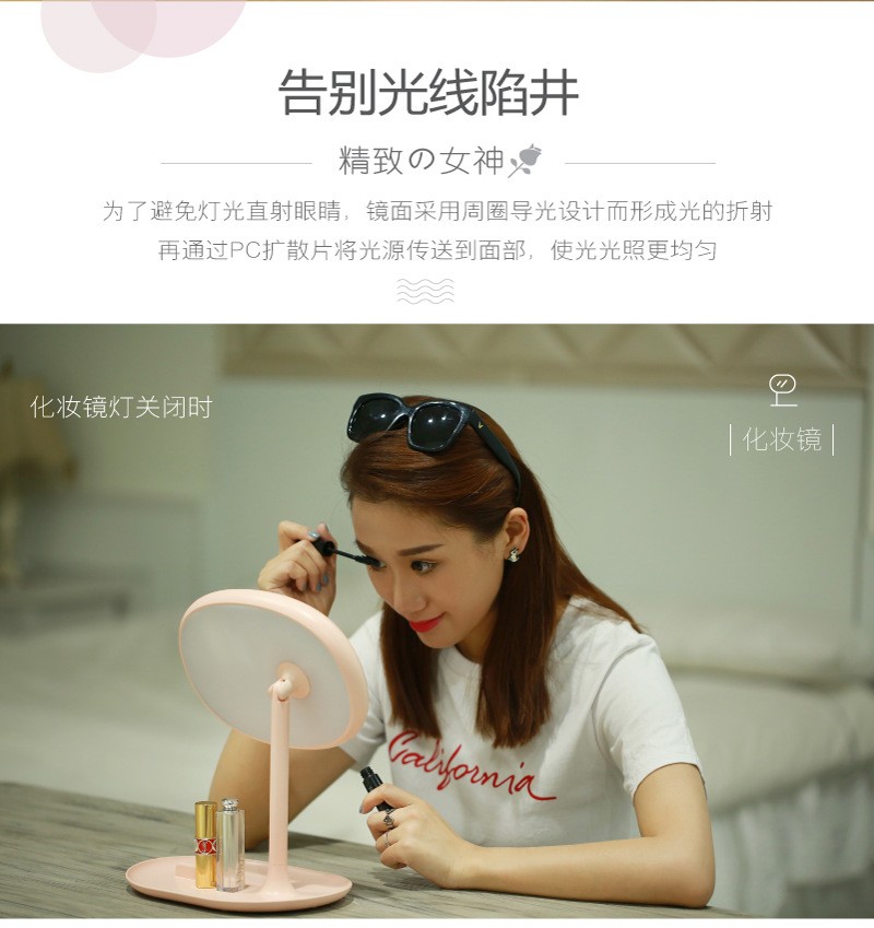New large-sized, live-streaming LED makeup mirror table light, rechargeable bedroom bedside lamp, creative storage and multi-functional detail image 3