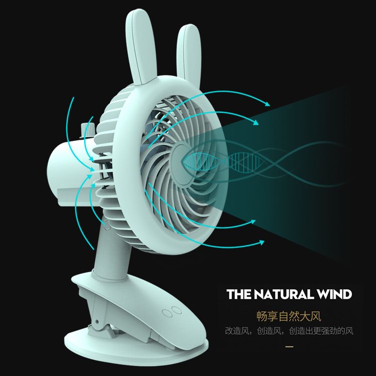 New desktop head-shaking fan Handheld USB rechargeable fan Mini 2-in-1 fan with night light full figure