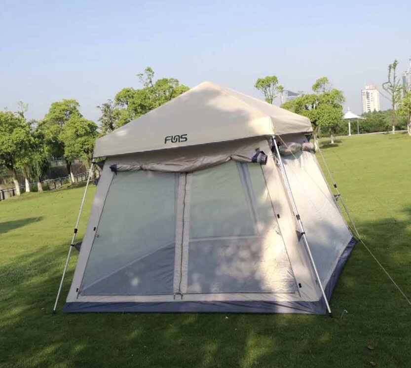 Khaki aluminum pole automatic tent detail image 1
