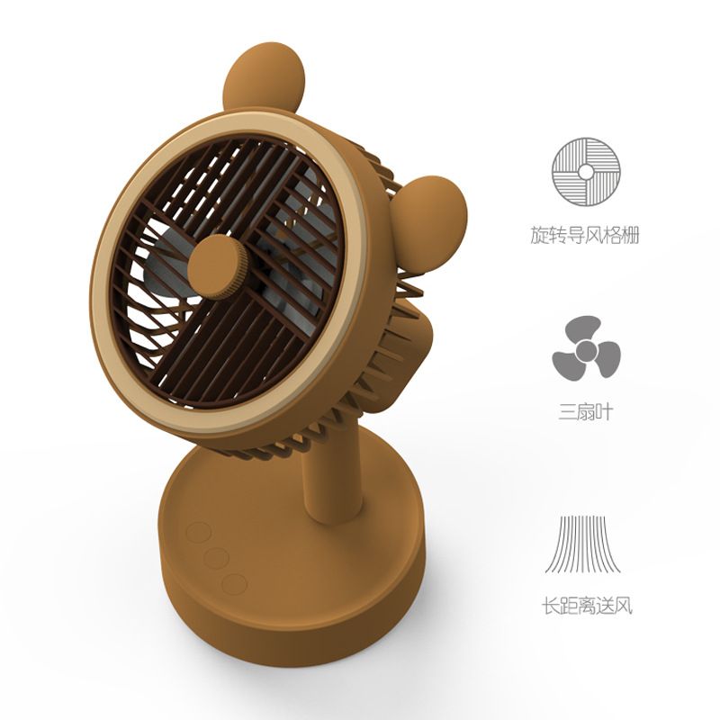 New rechargeable USB desktop cartoon electric fan three-speed portable mini fan with light Specification drawing