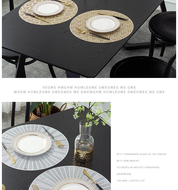 隔热防烫皮革pvc西餐垫子欧式轻奢家用餐桌垫布详情图10