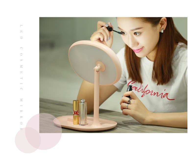 New large-sized, live-streaming LED makeup mirror table light, rechargeable bedroom bedside lamp, creative storage and multi-functional detail image 11