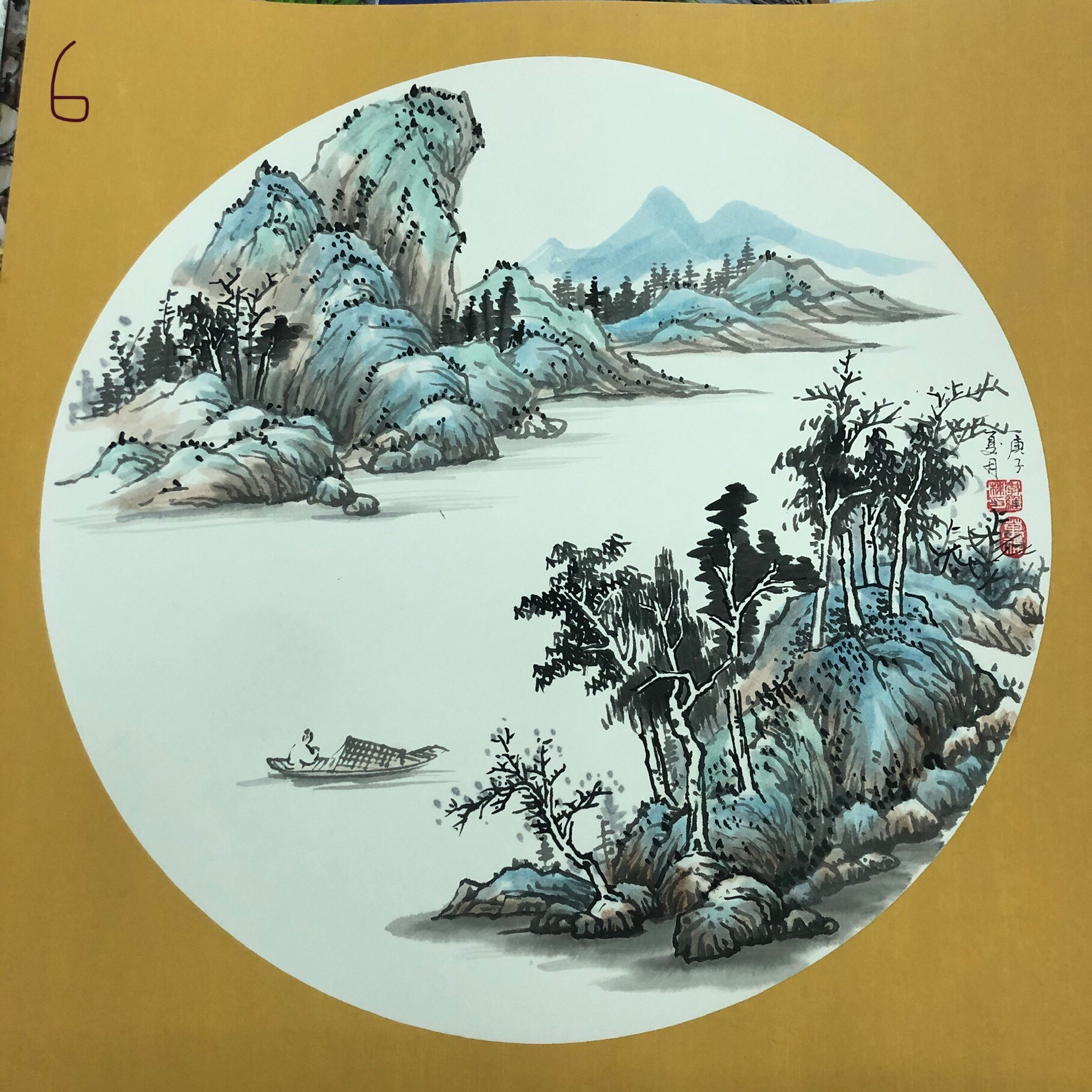 Round Chinese Painting Decorative Painting Li Weidong Pure Hand-Painted Chinese Painting full figure