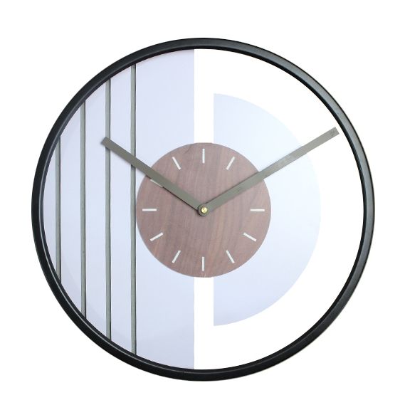 Nordic minimalist solid wood 16-inch wall clock for living room home decoration, fashionable and light luxury wall clock and timepiece