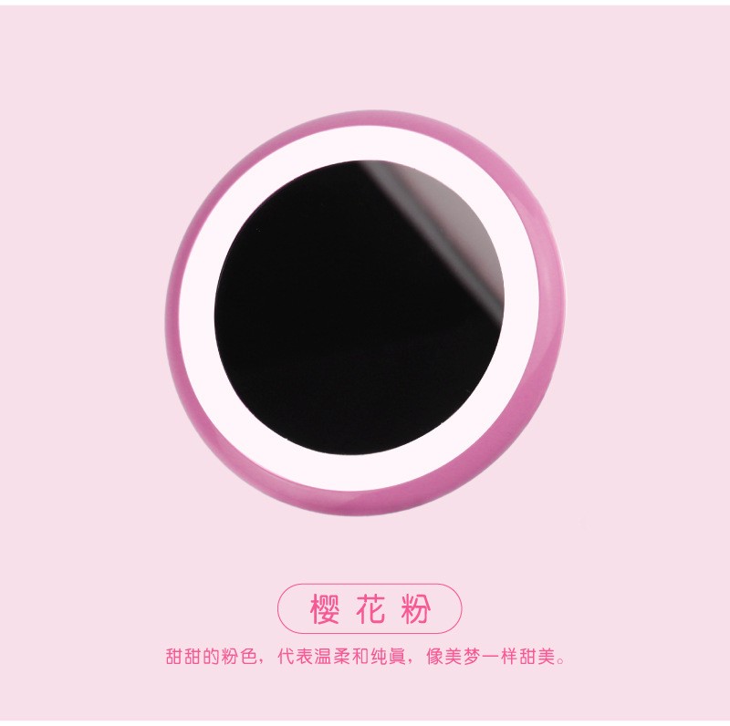 Round USB charging mini portable LED makeup mirror light, touch-up light, birthday gift detail image 14