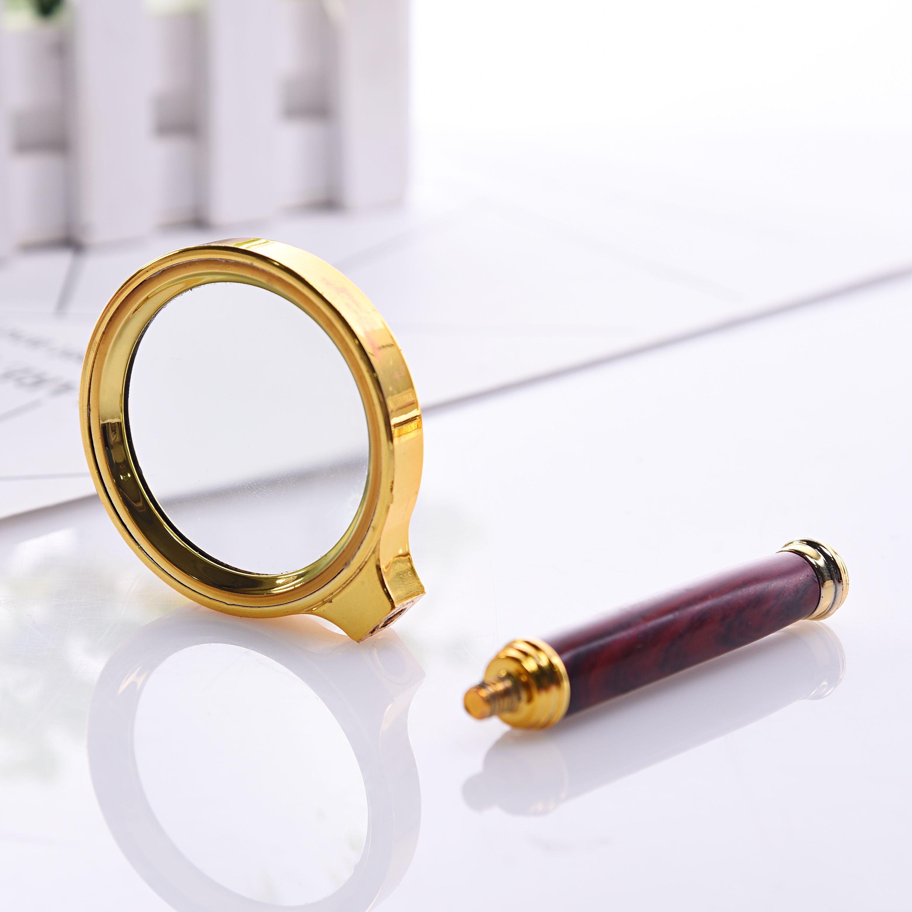 Semi-metal frame glass lens handheld magnifying glass for the elderly undefined
